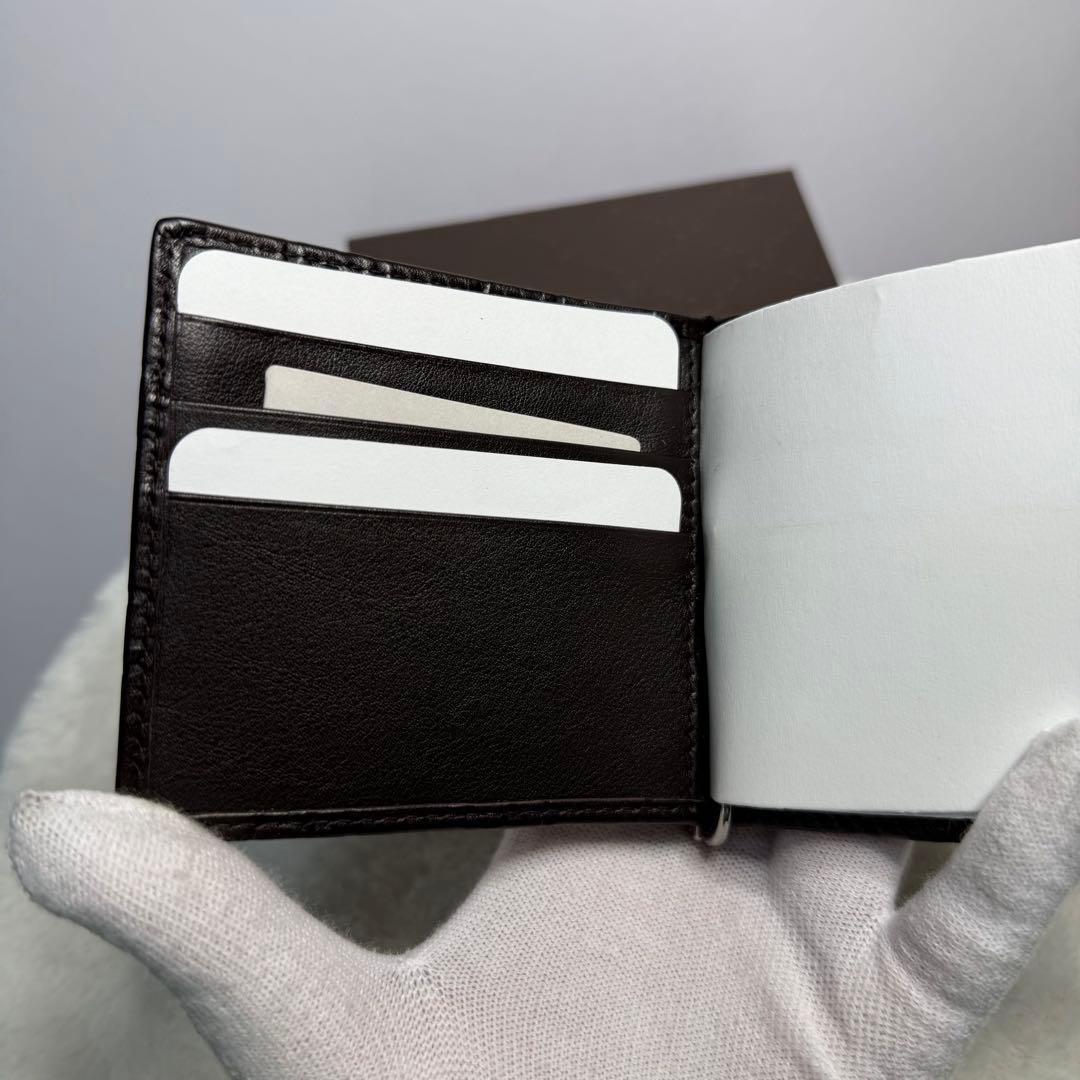 専用新品 Gucci GGシマ マネークリップ ブラウン ロゴ 箱付き