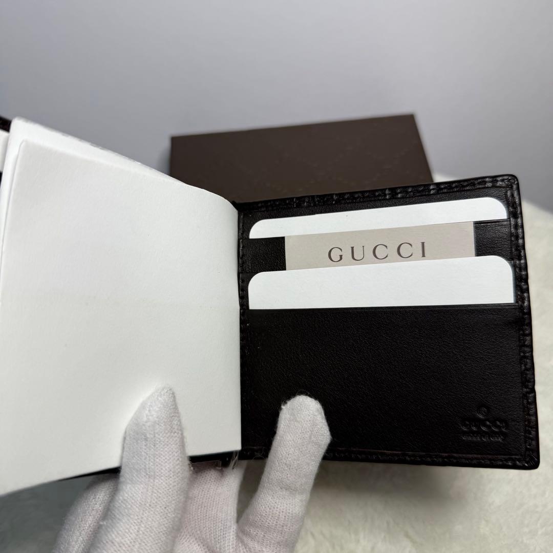 専用新品 Gucci GGシマ マネークリップ ブラウン ロゴ 箱付き