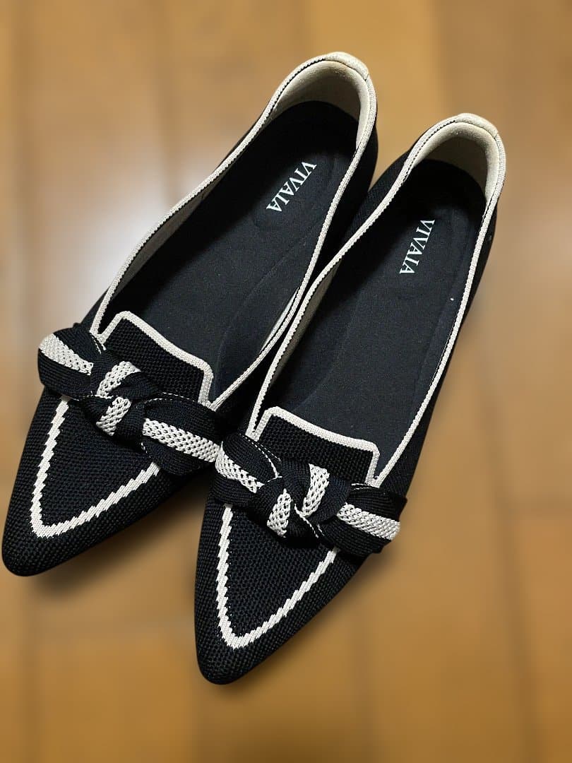 VIVAIA ポインテッドトゥ リボン付 ローファー 37.5