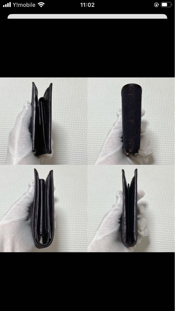 未使用　GUCCIグッチ　レザー×キャンバス　二つ折り財布　GG 箱付き