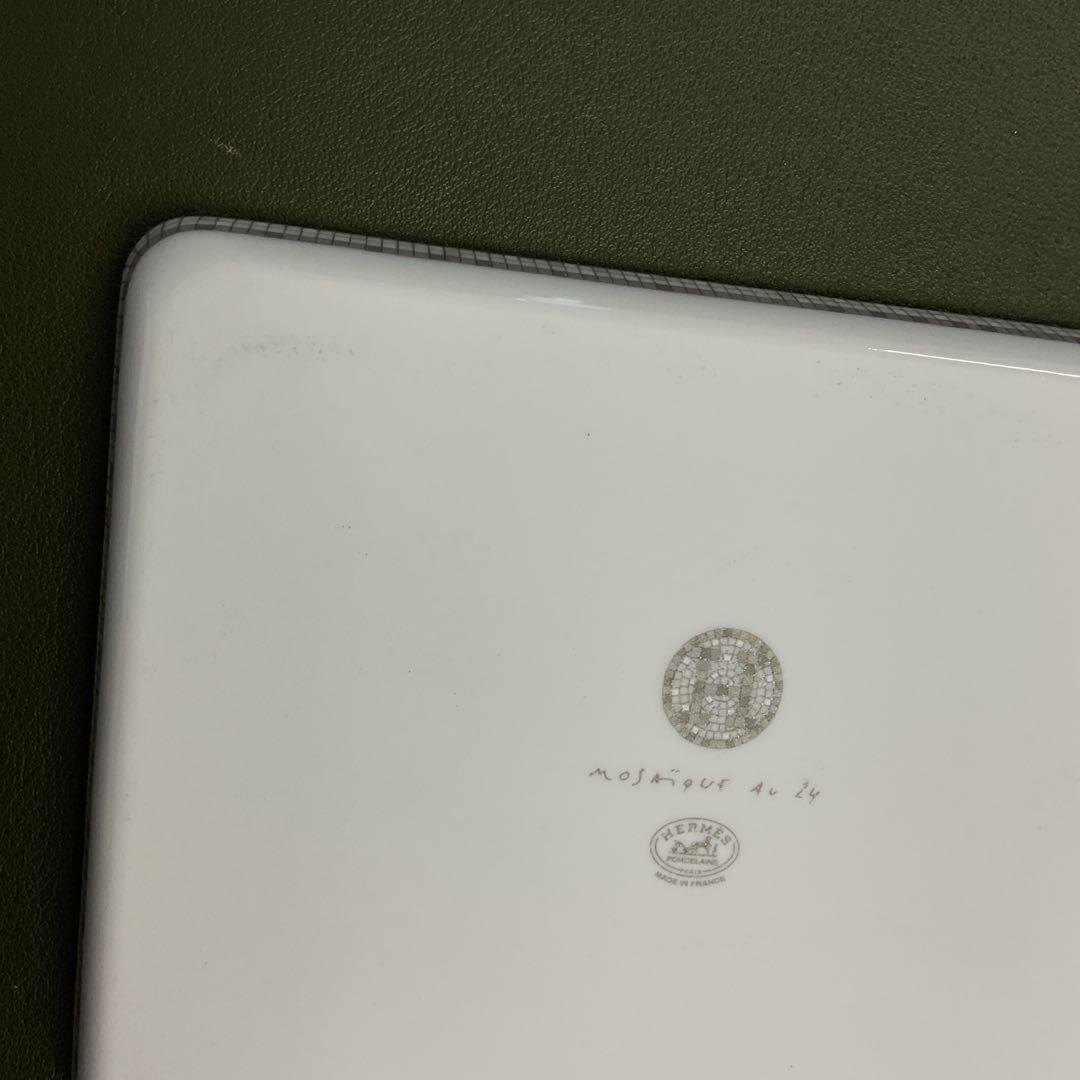 H6390 HERMES エルメス　モザイク　ヴァンキャトル　皿　グレー