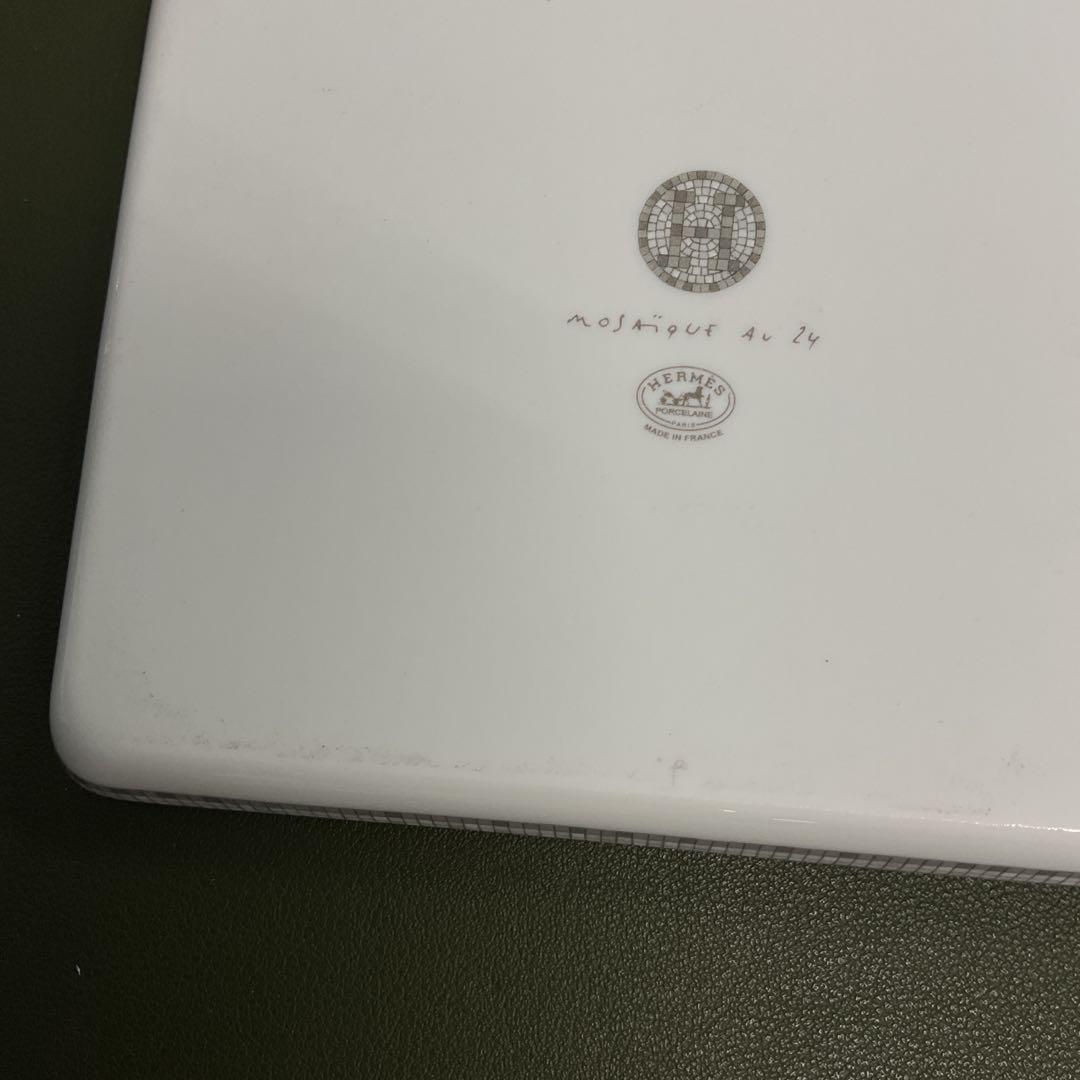 H6390 HERMES エルメス　モザイク　ヴァンキャトル　皿　グレー