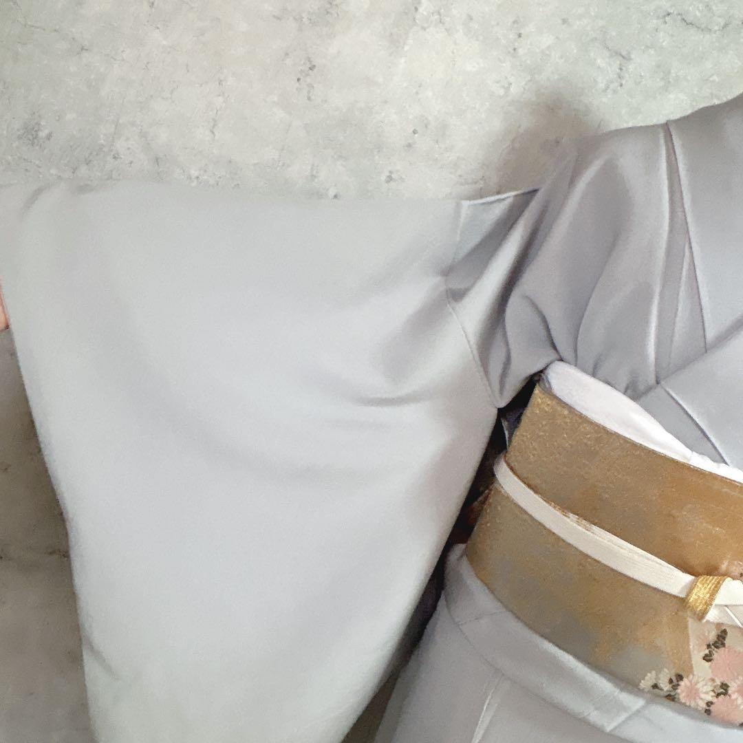 訪問着フルセット　着物　三越　正絹　桜　友禅染　灰青　入学式　卒業式　p3