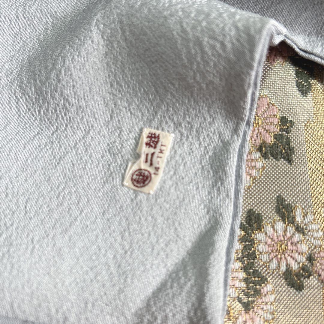 訪問着フルセット　着物　三越　正絹　桜　友禅染　灰青　入学式　卒業式　p3