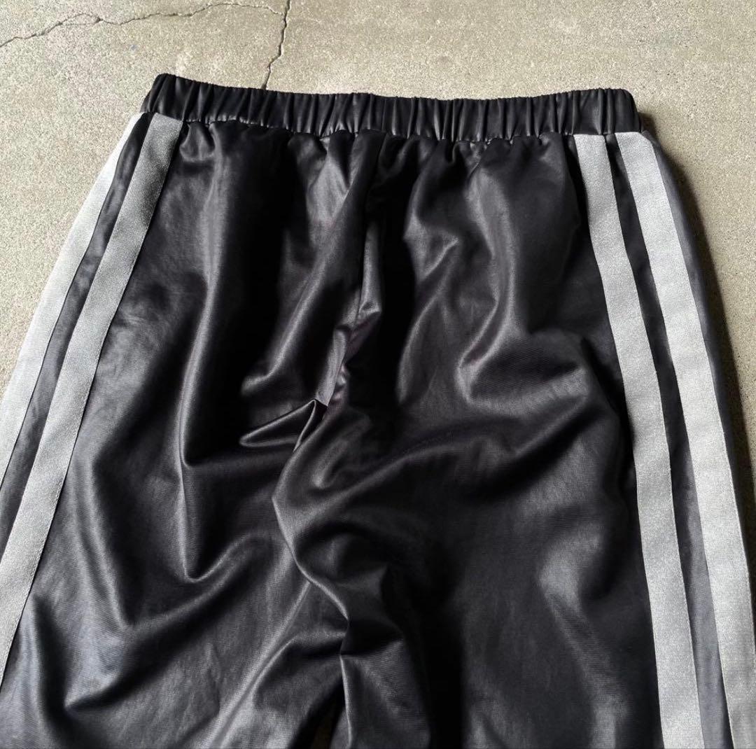 00s adidas レザーライク トラックパンツ ブラック シルバー 光沢