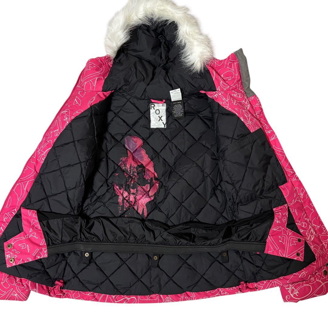 【美品】ROXY ロキシー スキーウェア　上下セット　M 総柄　ファー