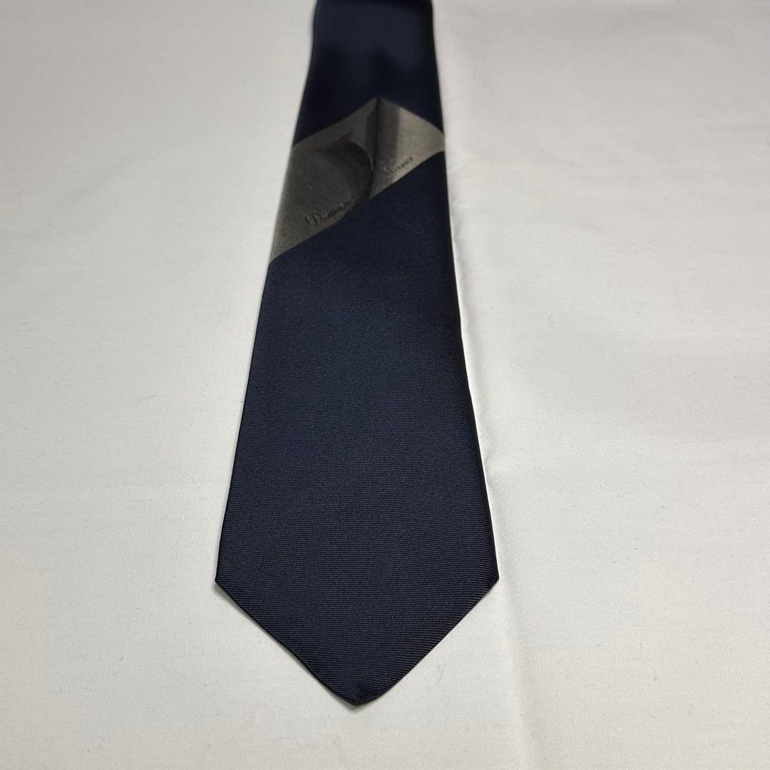 新品箱付☆ドミニクフランス☆スリークラウン☆ネクタイ☆ネイビー☆グレー☆648