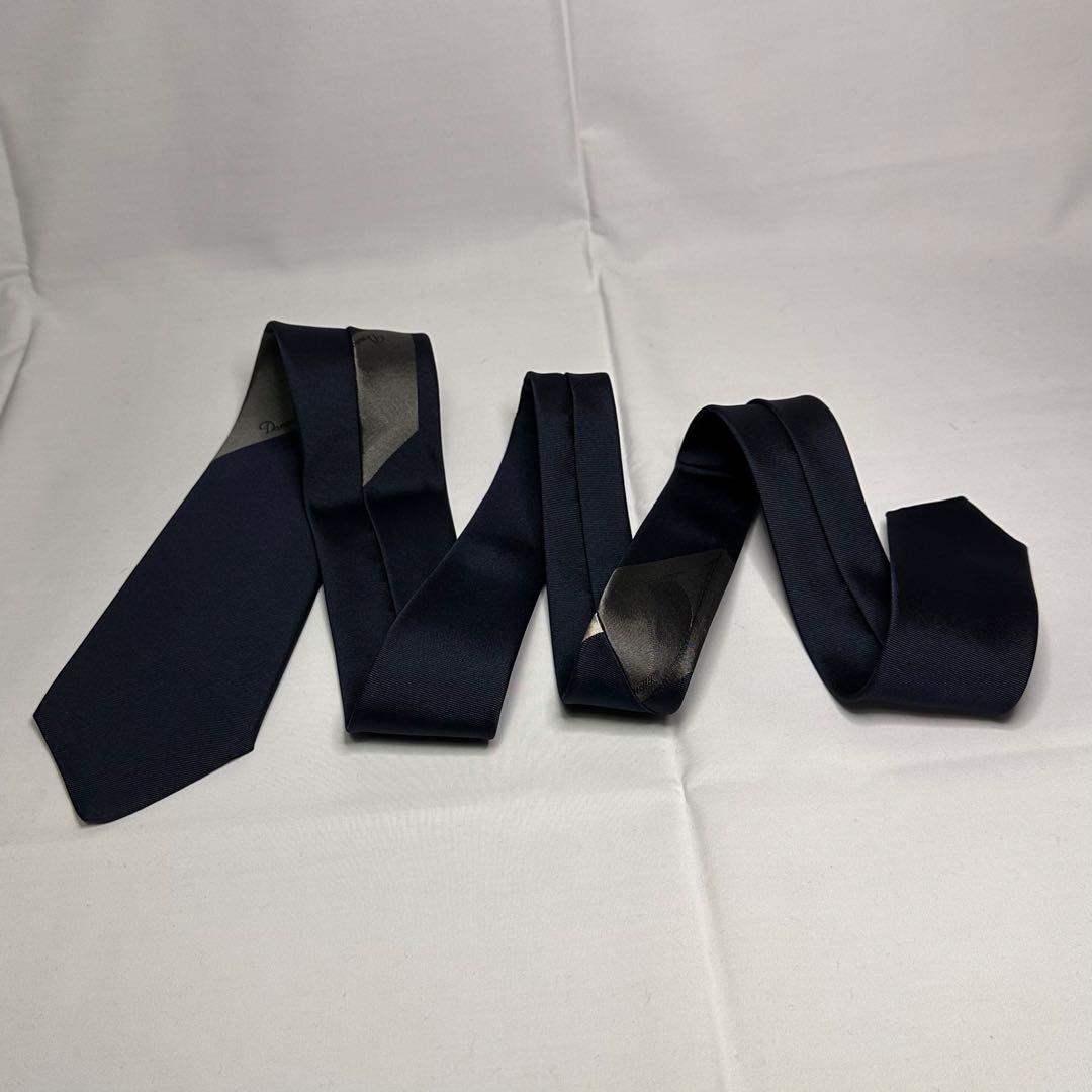 新品箱付☆ドミニクフランス☆スリークラウン☆ネクタイ☆ネイビー☆グレー☆648