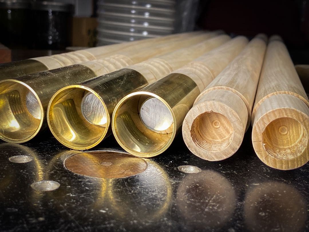 ウッドポール210㎝ボルト固定式ブラスパイプ仕様3本継2本1セット