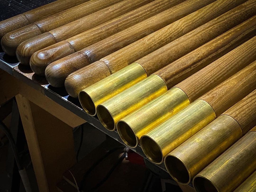 ウッドポール210㎝ボルト固定式ブラスパイプ仕様3本継2本1セット