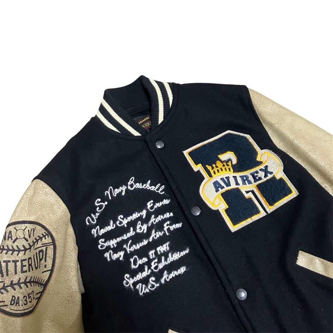 AVIREX ヴィンテージ加工レザー スタジャン U.S. NAVAL チームM