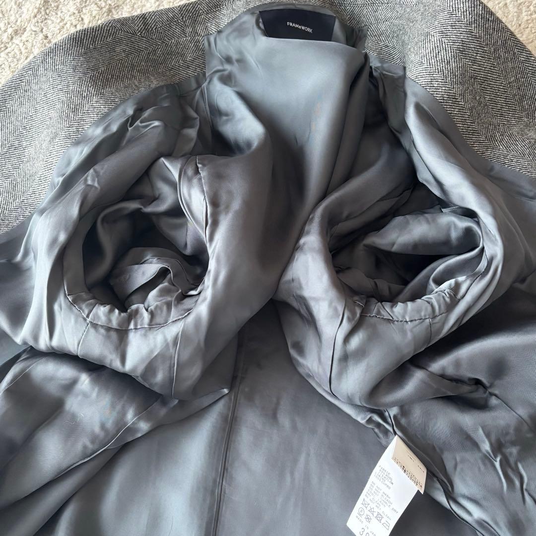 フレームワーク　ダブルブレストジャケット　ヘリンボーン　グレー　オーバーサイズ