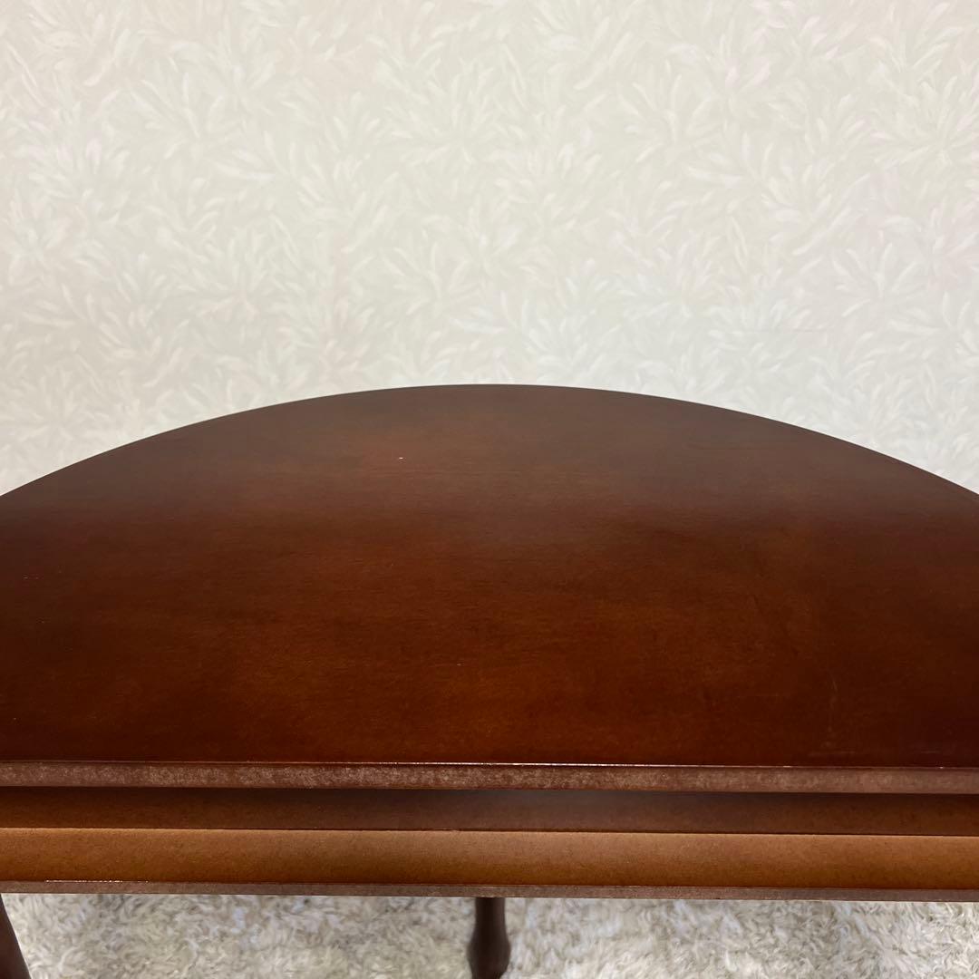 きつねうどん様コンソールテーブル引き出し付き　猫脚ハーフムーン半円花台