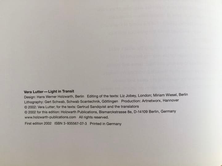 Vera Lutter Light in Transit 初版 1st