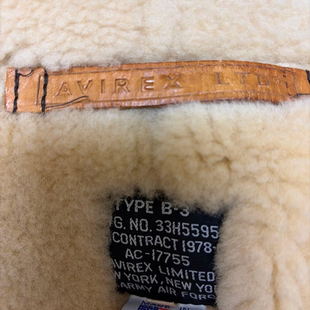 【良品】AVIREX B-3 ムートン フライトジャケット USA製 40 L