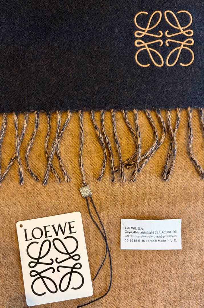 LOEWE リバーシブルマフラー 新品未使用 ネイビー&キャメル