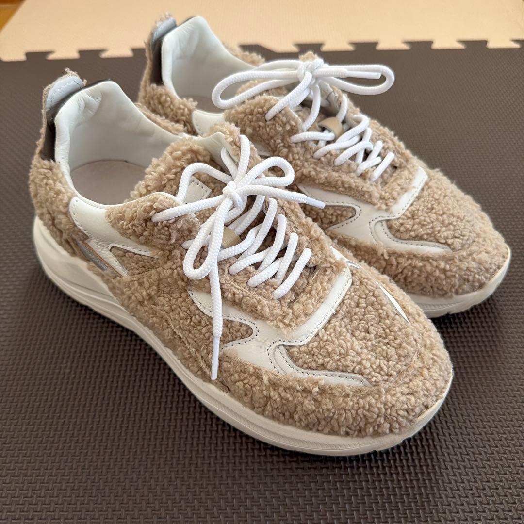 DATE ファー素材 厚底スニーカー 37