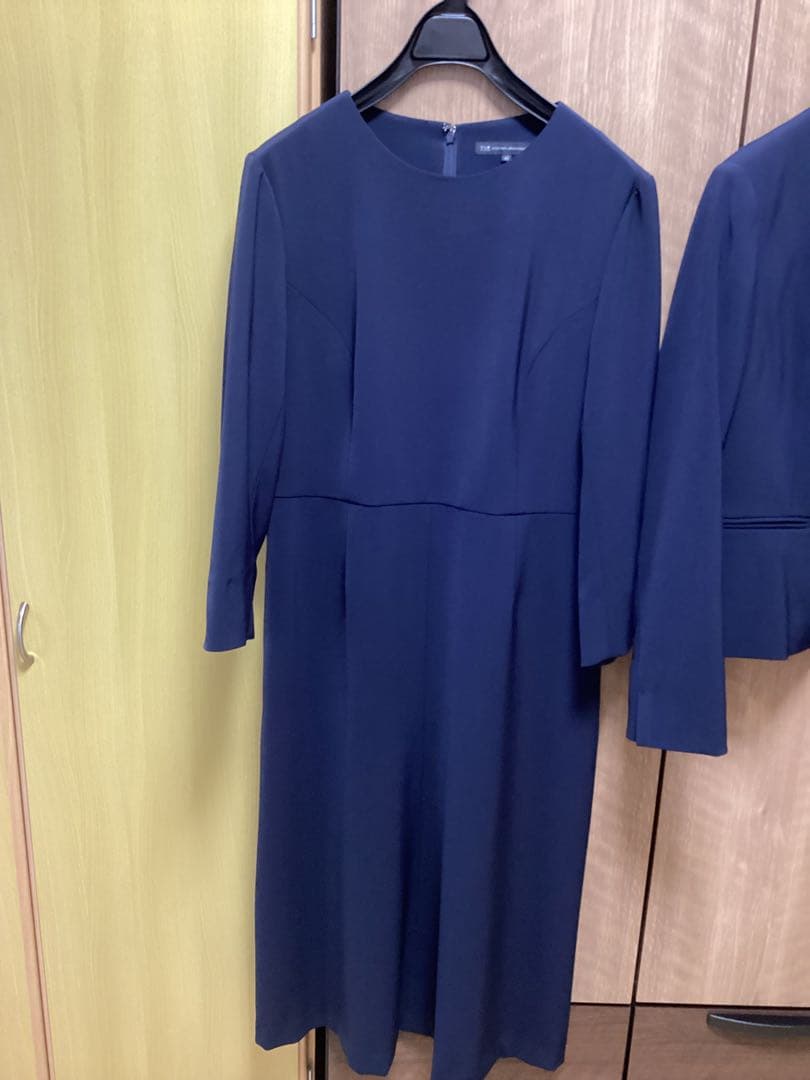 23区　ノーカラージャケット　ワンピース　セットアップ　ネイビー