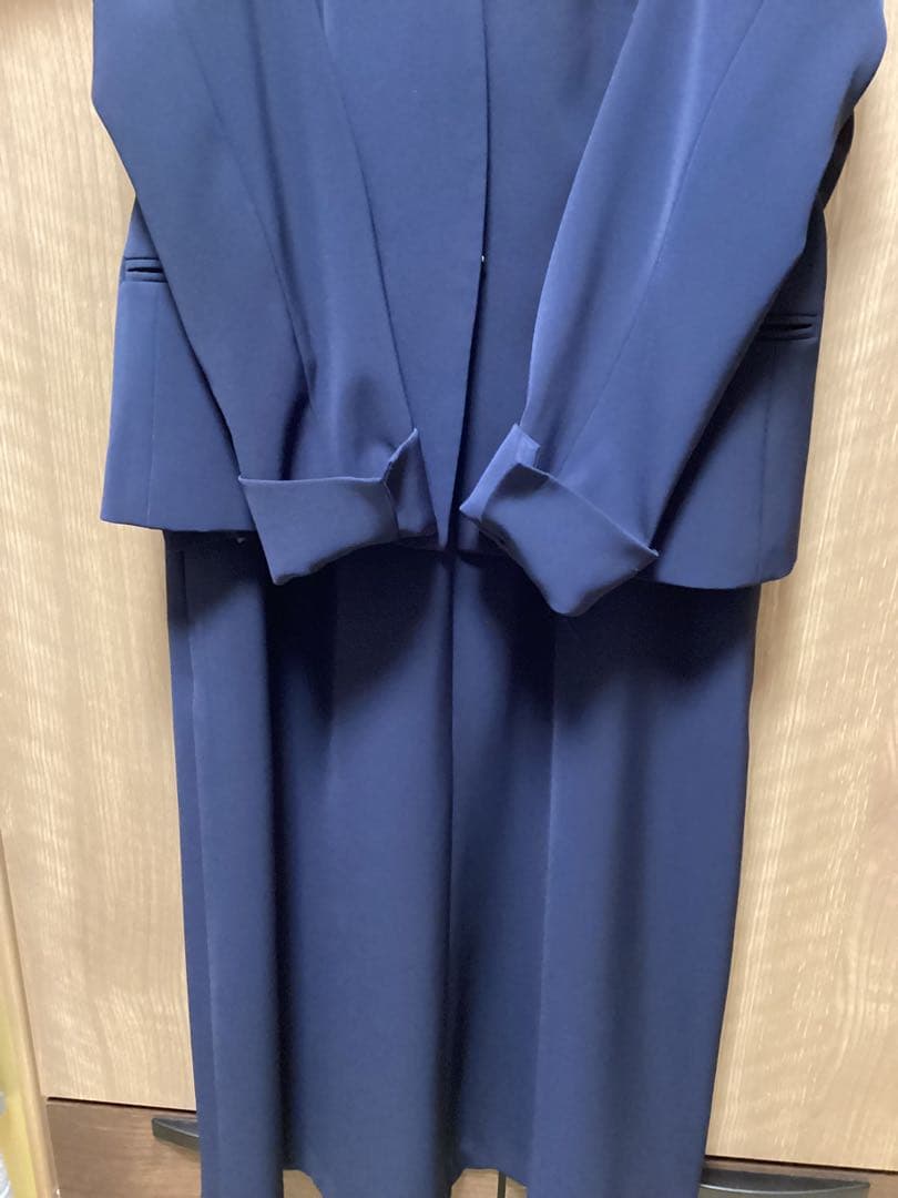 23区　ノーカラージャケット　ワンピース　セットアップ　ネイビー