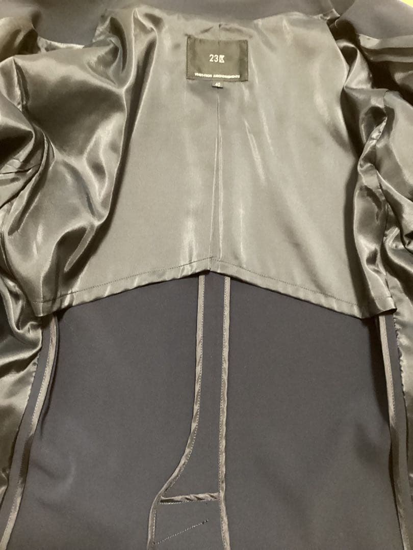 23区　ノーカラージャケット　ワンピース　セットアップ　ネイビー