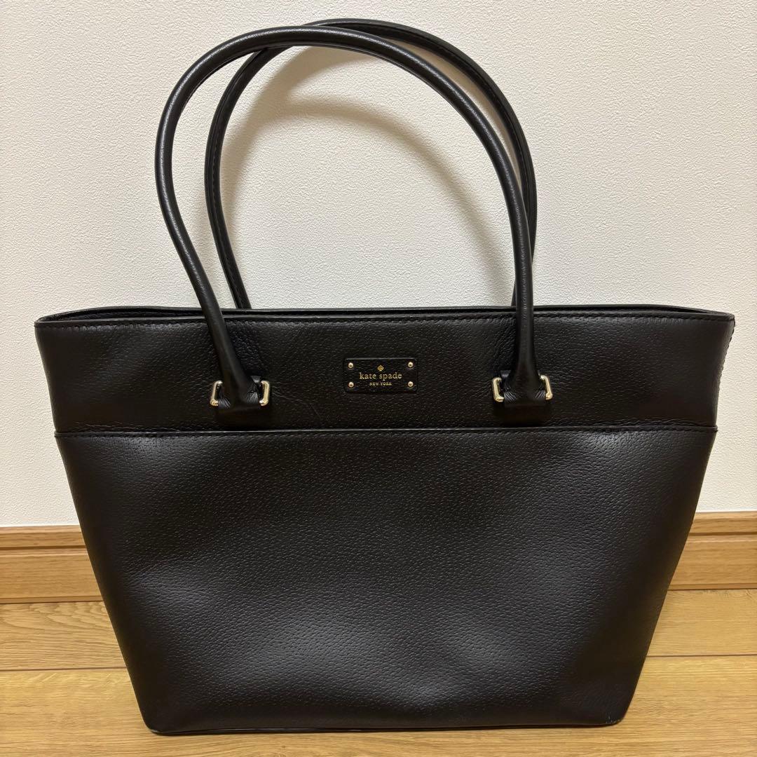 kate spade ブラック 黒　シンプル　トートバッグ　肩掛　ビジネス　就活
