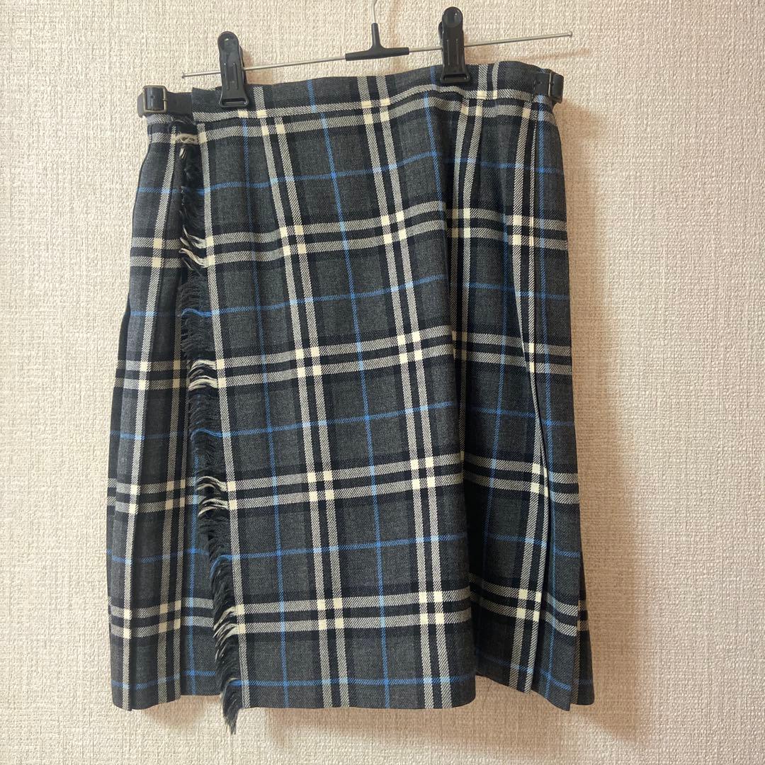 BURBERRY 膝丈 チェック プリーツ 巻きスカート