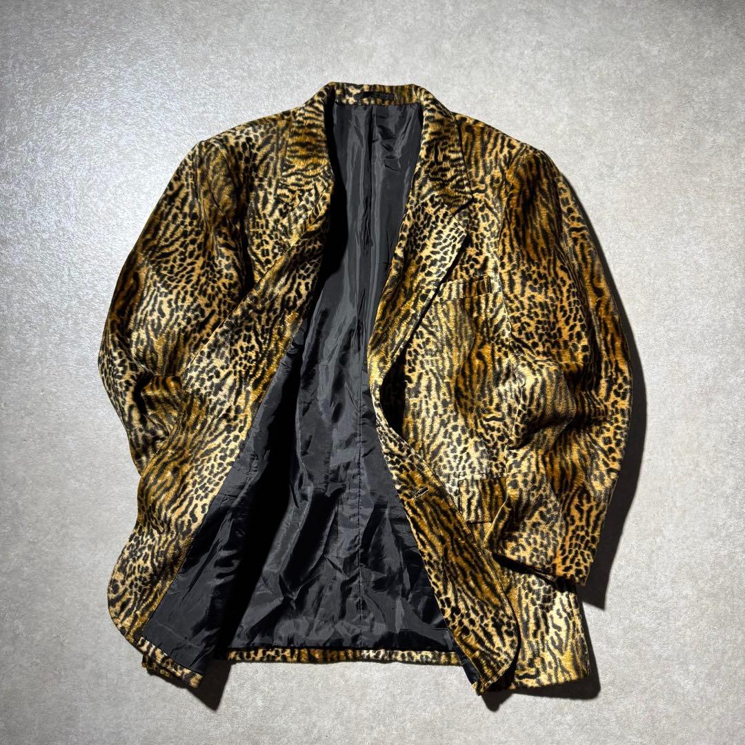 90s animal pattern tailored jacket 日本製