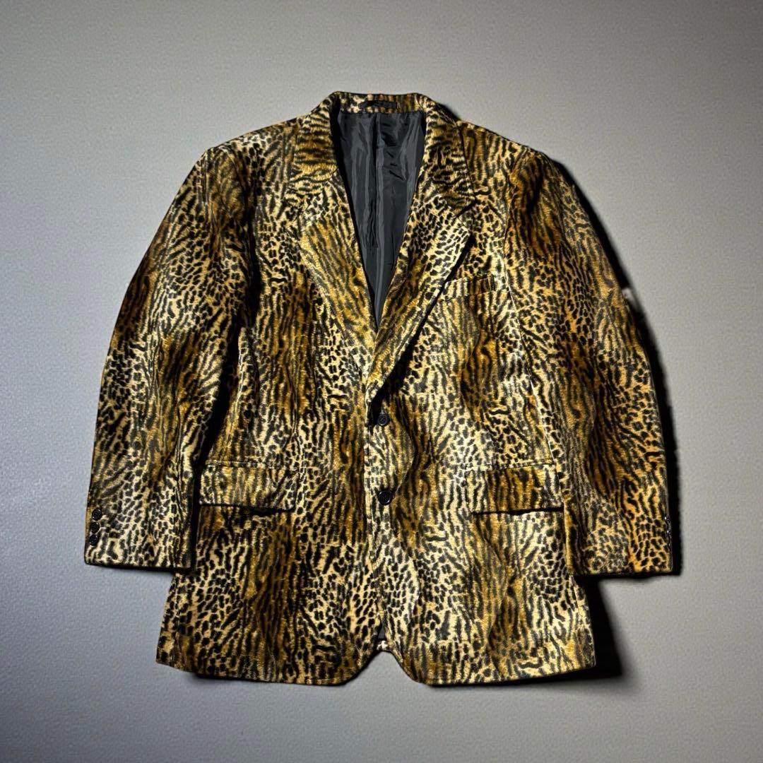 90s animal pattern tailored jacket 日本製