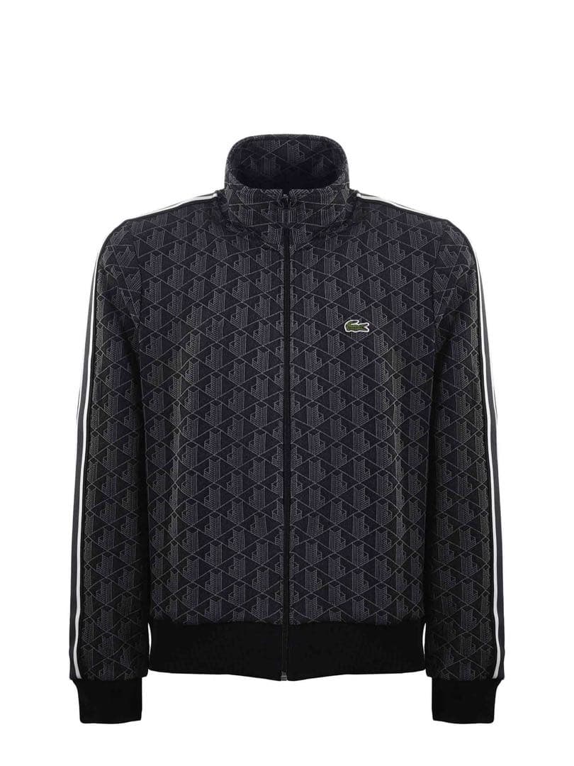 ラコステ ジャージ モノグラムジャカード トラックジャケット ブラック