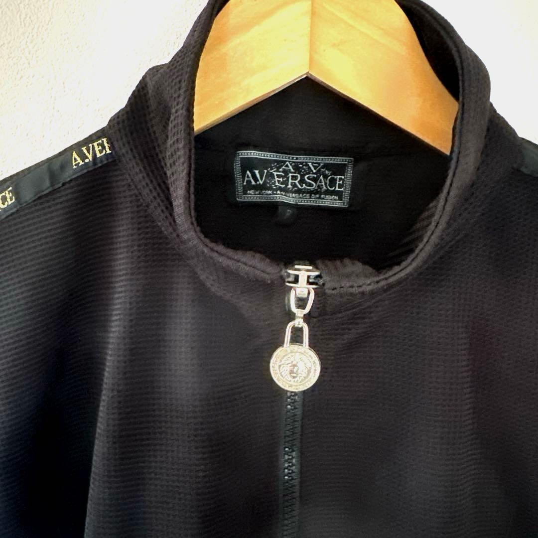VERSACE ブラック ジップアップジャケット　刺繍ロゴ