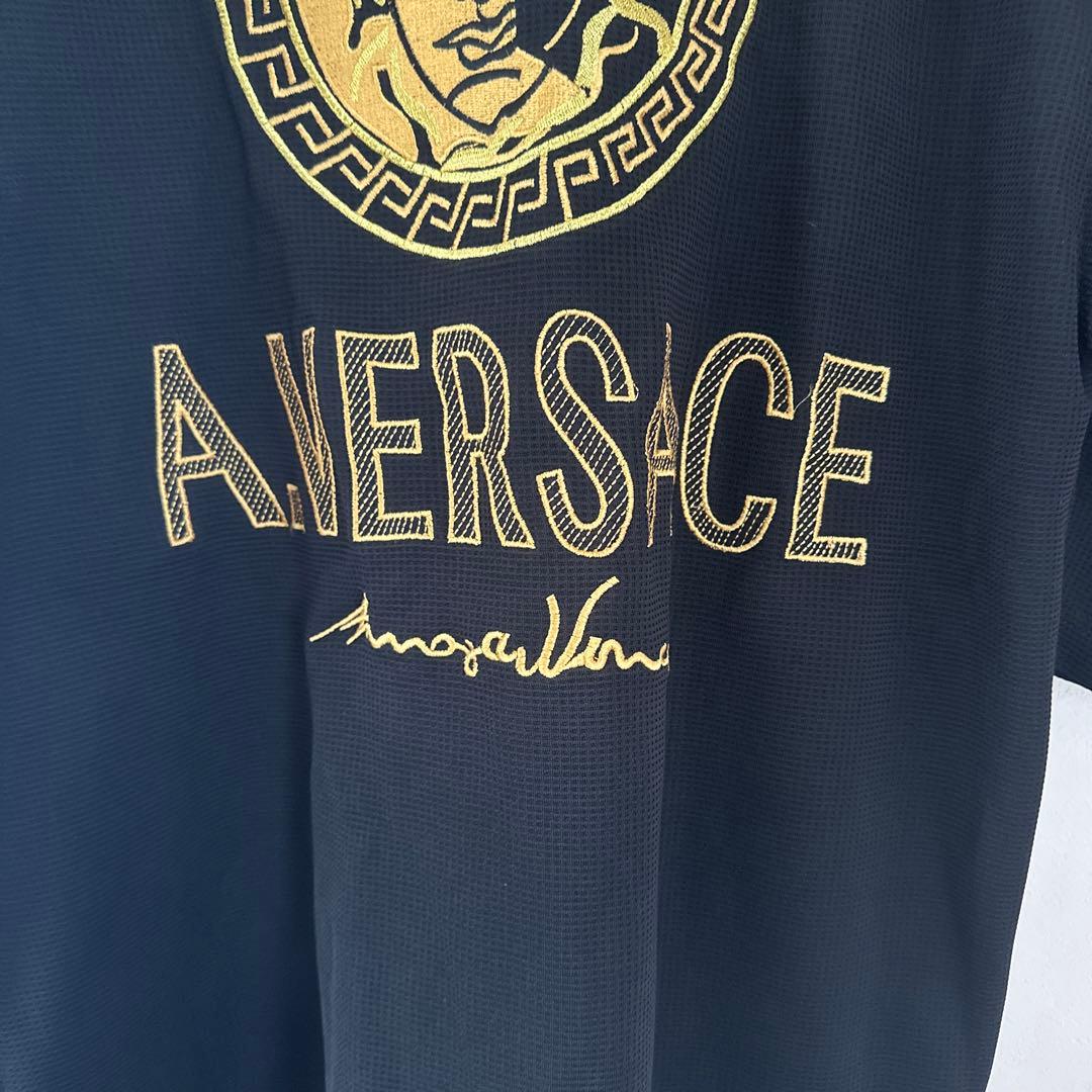 VERSACE ブラック ジップアップジャケット　刺繍ロゴ