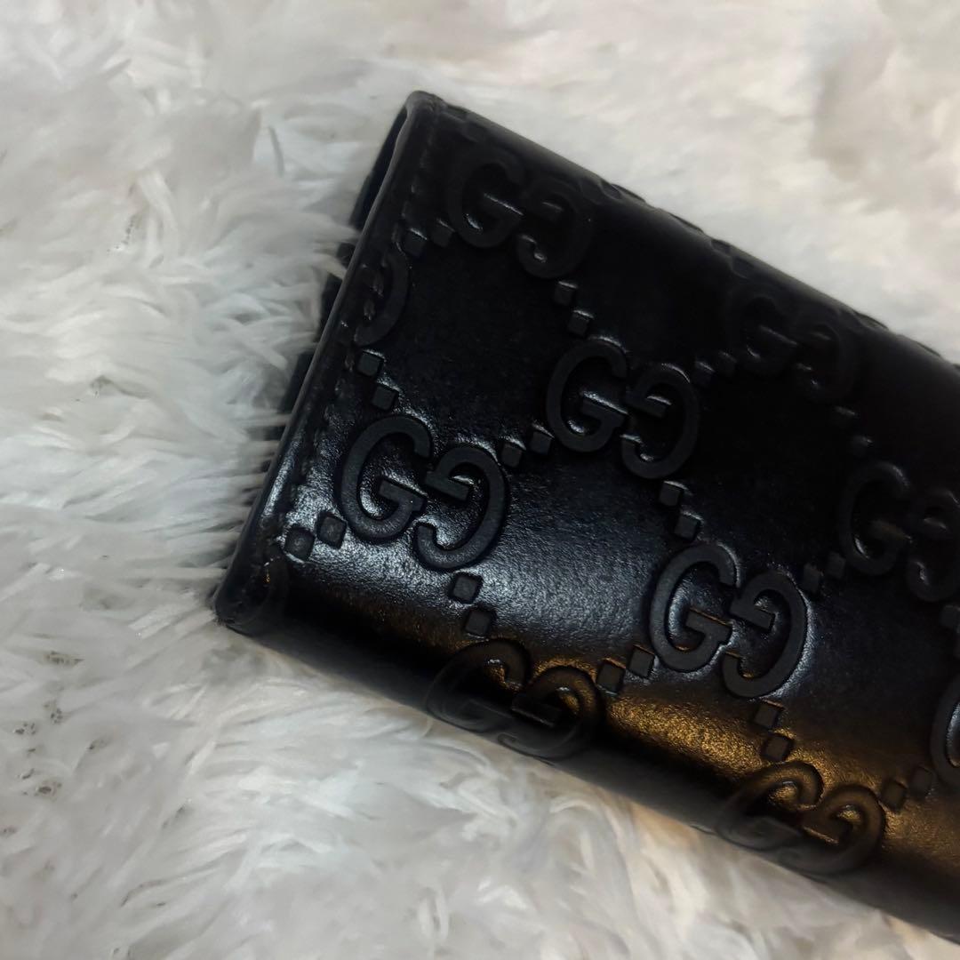 付属品付き 美品 GUCCI グッチ シマ キーケース 6連138093 黒