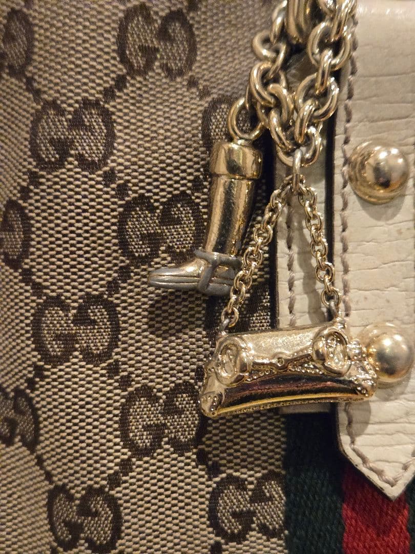 GUCCI GGキャンバス　シェリーライン　トートバッグ　ホワイト