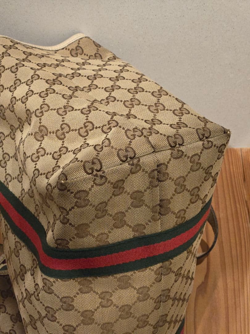 GUCCI GGキャンバス　シェリーライン　トートバッグ　ホワイト