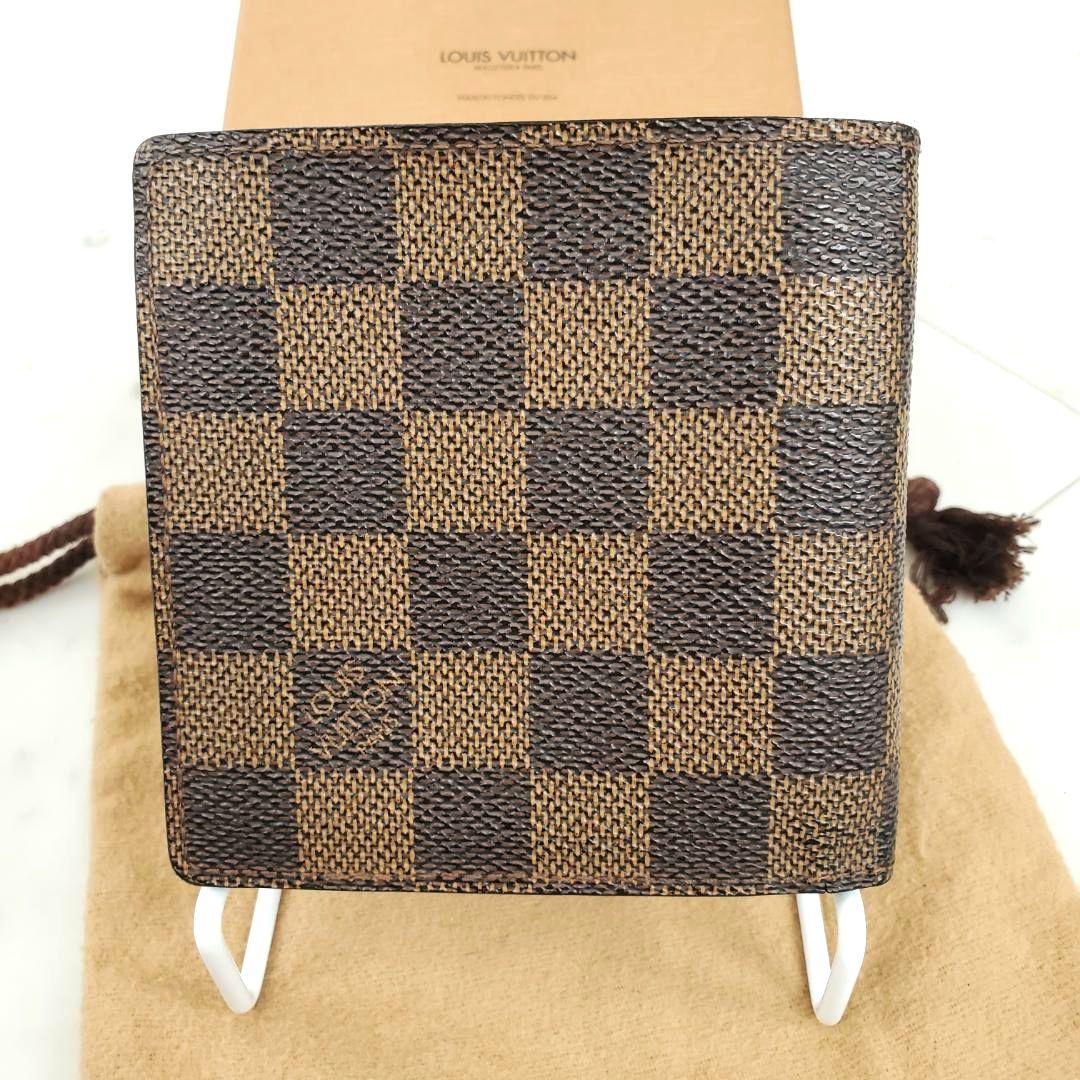 訳あり 外観美品 ルイヴィトン 二つ折り財布 ポルトフォイユ マルコ ダミエ