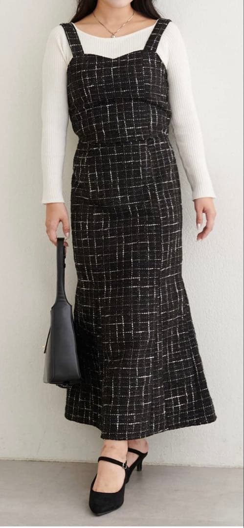 airiさん企画 ツイードビスチェ スカート セットアップ ブラック BLACK