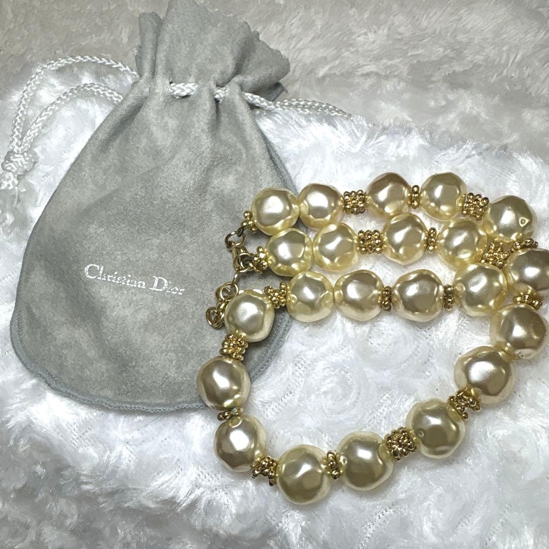 Dior クリスチャンディオール　パールネックレス（14.09mm）　保管袋付