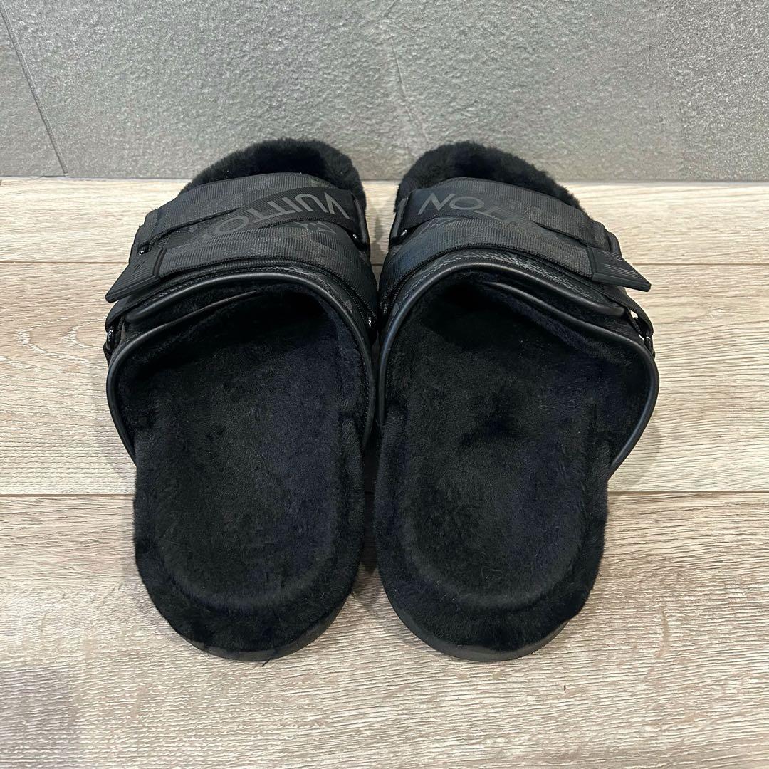 ルイヴィトン☆19AWホノルルライン モノグラムロゴテープミュールファーサンダル