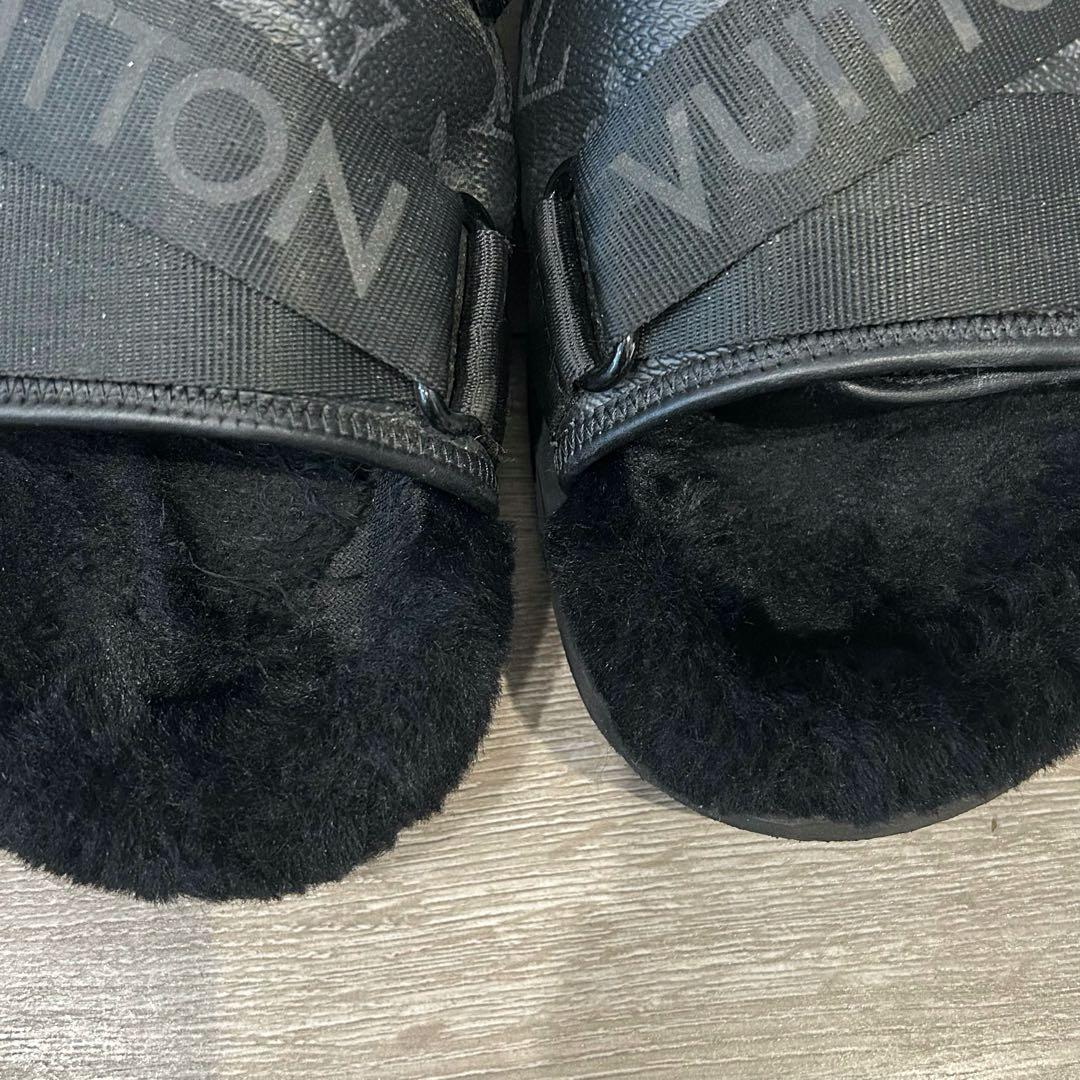 ルイヴィトン☆19AWホノルルライン モノグラムロゴテープミュールファーサンダル