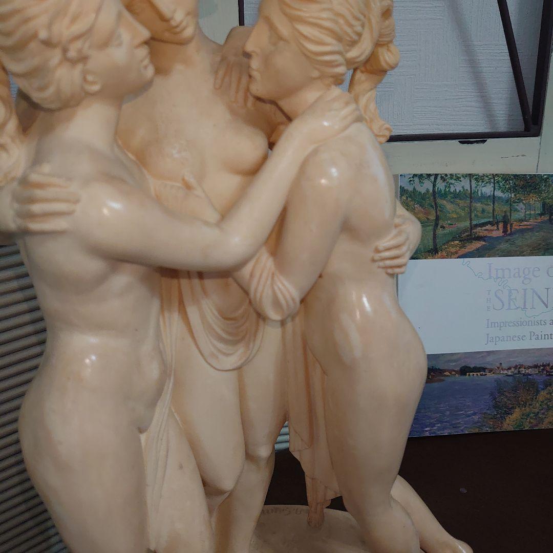 【A SANTNI】大理石　ギリシャ神話　三美神像　裸婦像　西洋彫刻　ITALY