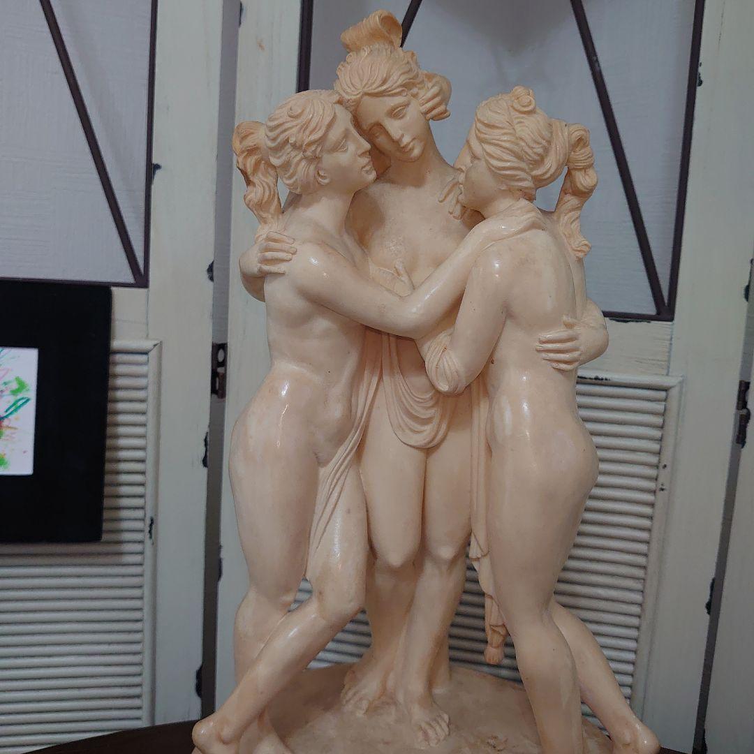 【A SANTNI】大理石　ギリシャ神話　三美神像　裸婦像　西洋彫刻　ITALY
