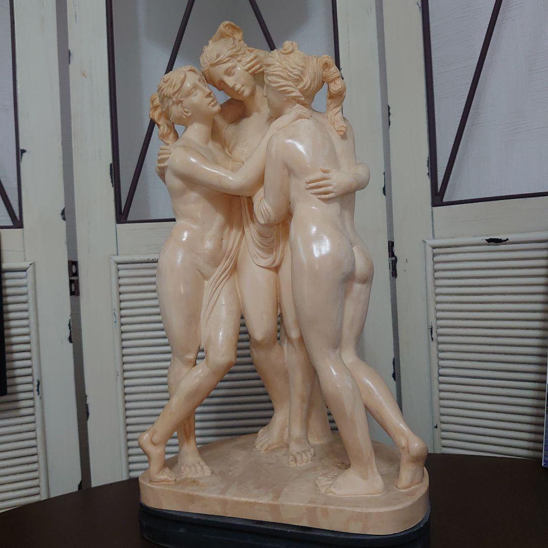 【A SANTNI】大理石　ギリシャ神話　三美神像　裸婦像　西洋彫刻　ITALY