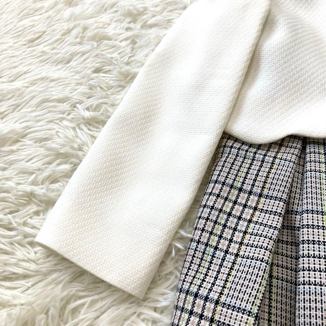 モコモコ 　プティマイン　極美品　チェックOP＋スカラップジャケットセット