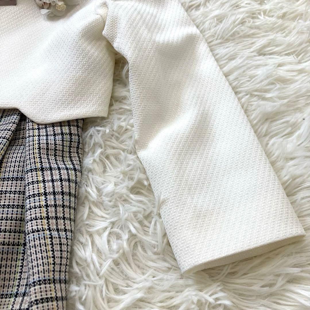 モコモコ 　プティマイン　極美品　チェックOP＋スカラップジャケットセット