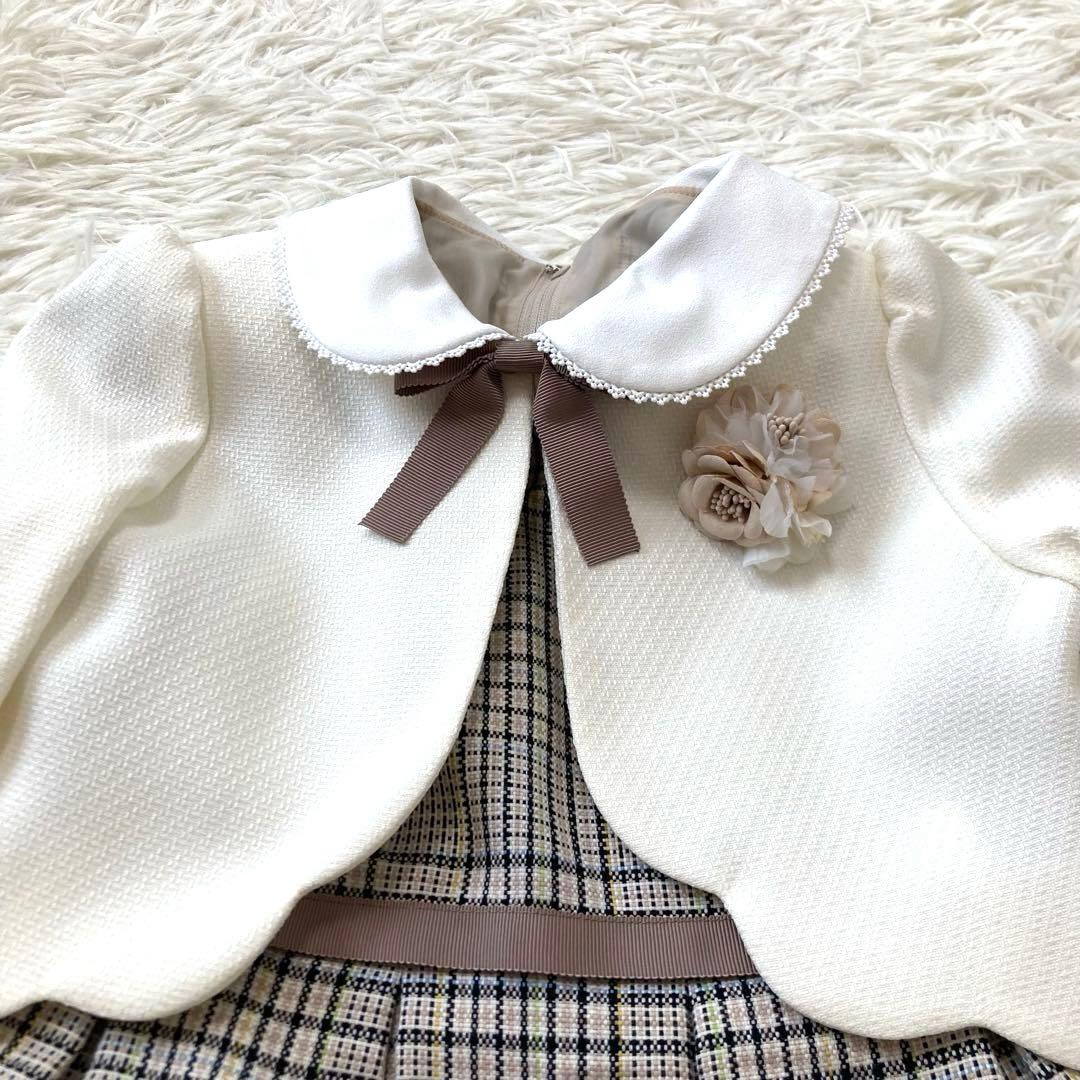 モコモコ 　プティマイン　極美品　チェックOP＋スカラップジャケットセット