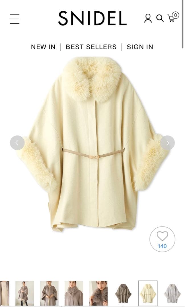 SNIDEL ファー付きミドルケープコート