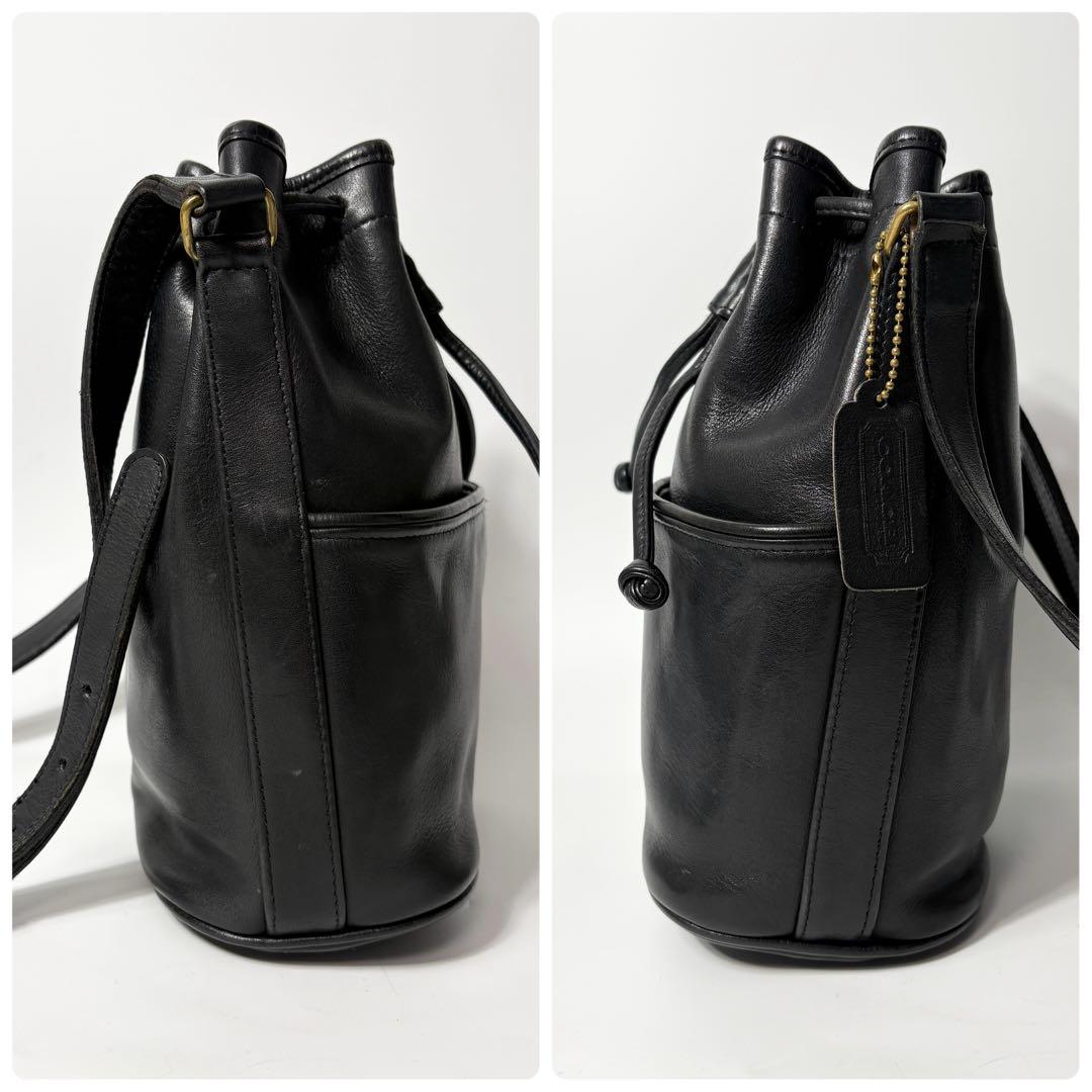 オールドコーチ　ショルダーバッグ　巾着　ブラック　vintagecoach.