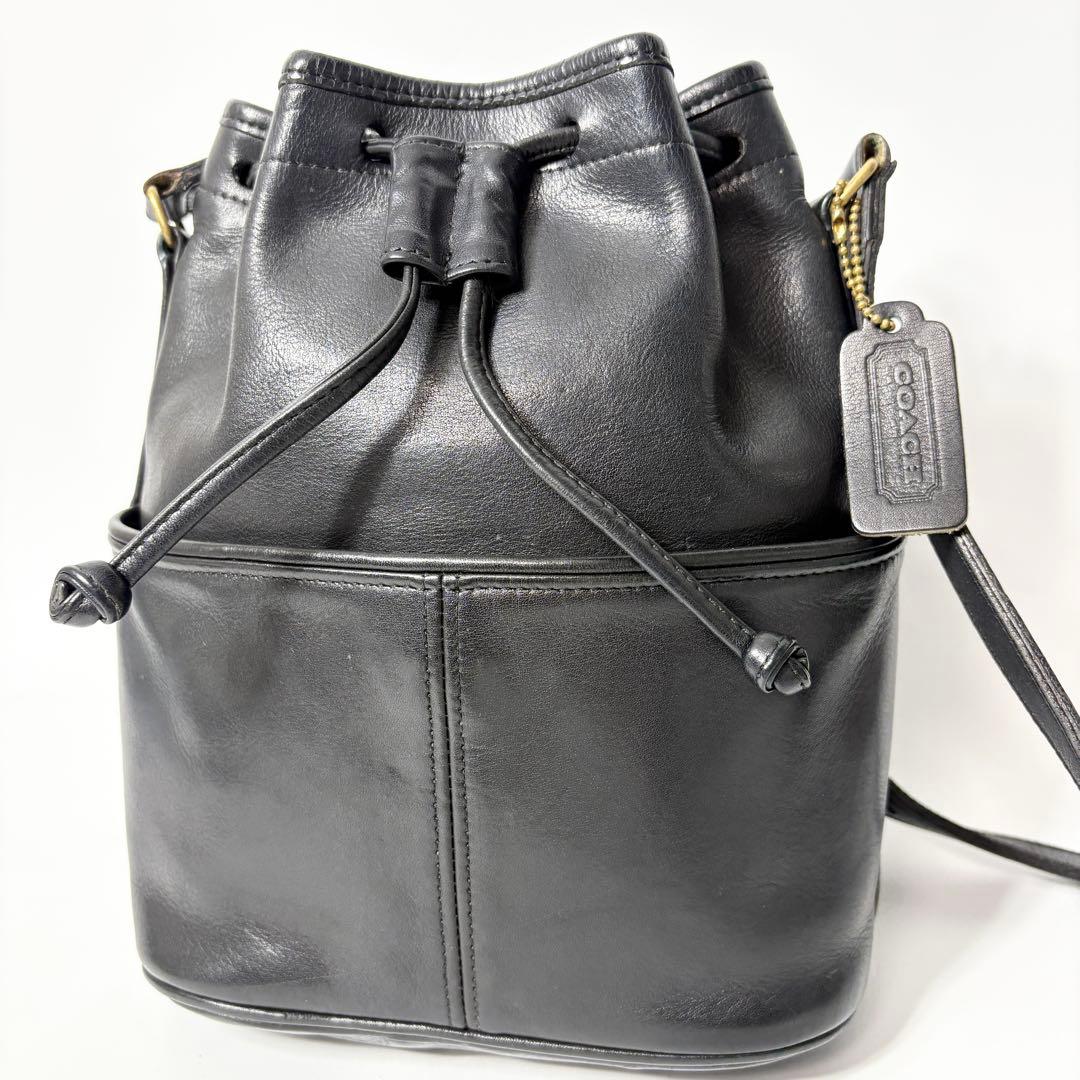 オールドコーチ　ショルダーバッグ　巾着　ブラック　vintagecoach.