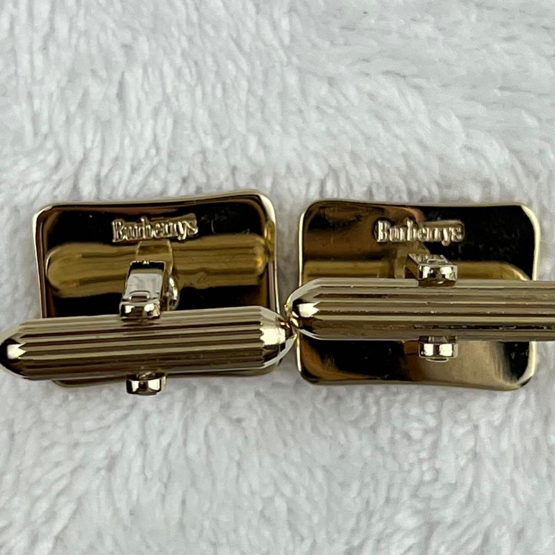 【美品】バーバリー ネクタイピン カフス セット ブラウン ゴールド ホースロゴ