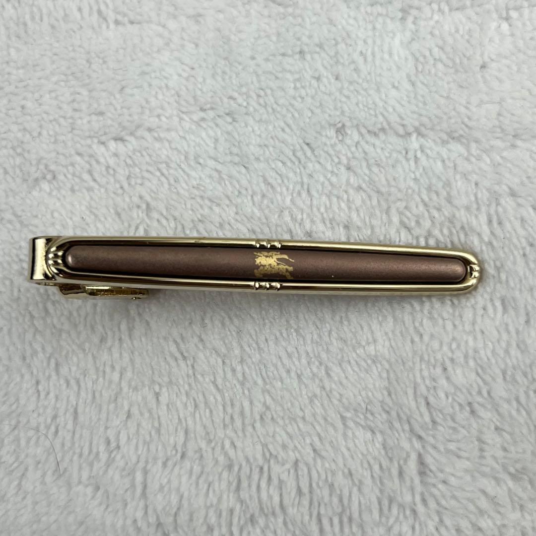 【美品】バーバリー ネクタイピン カフス セット ブラウン ゴールド ホースロゴ